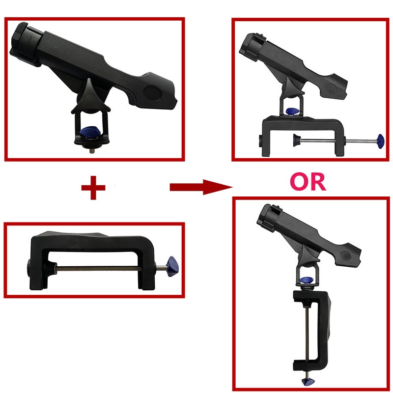HiUmi Fishing Boat Rods Holder with Large Clamp Opening 360 Degree Adjustable Fishing Rod Racks Folding Holder (RH30-2Pack) - Image 3